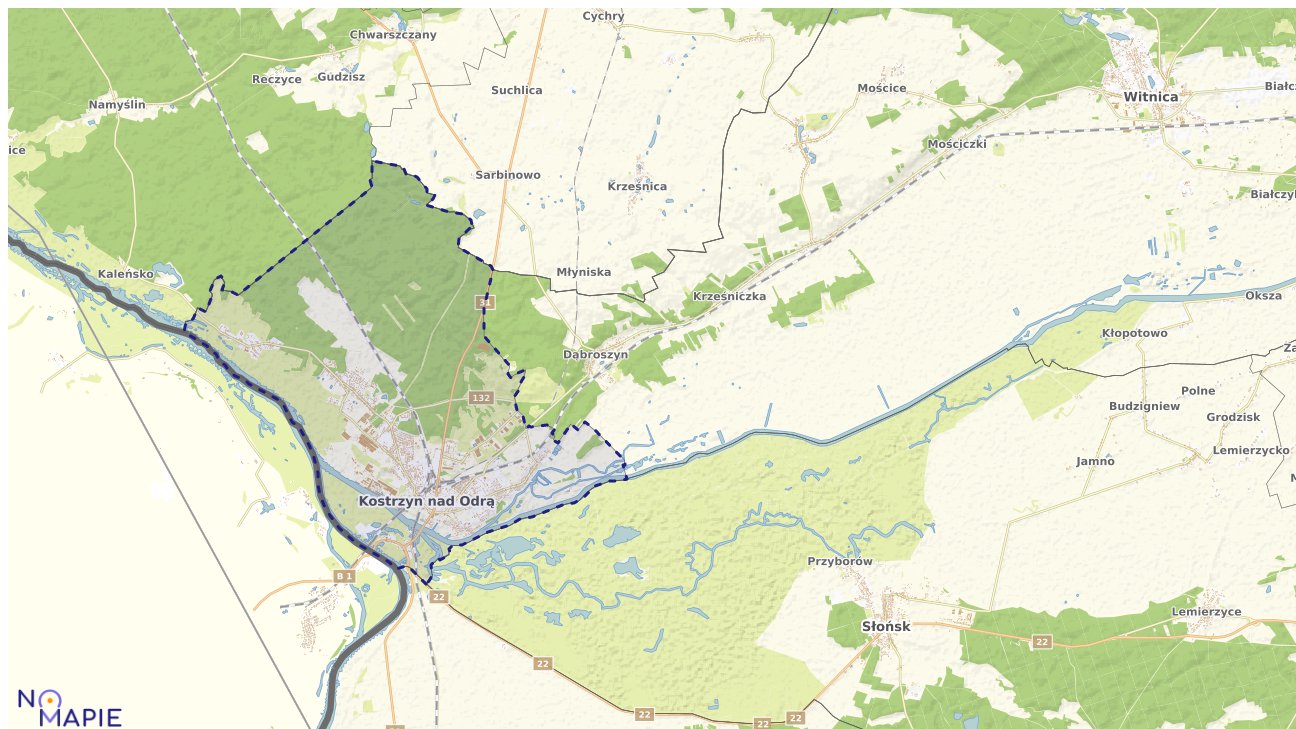 Mapa obszarów ochrony przyrody Kostrzyna nad Odrą